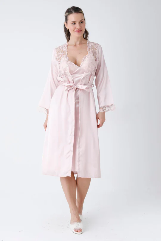 Isabelle Satin Cami Set with Floral Lace Accent